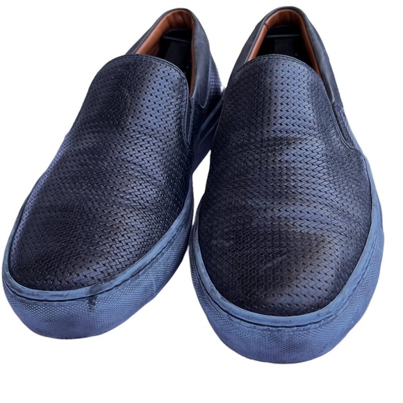 Aquatalia Leather Woven Slip Ons in Navy Size 10 main image 7